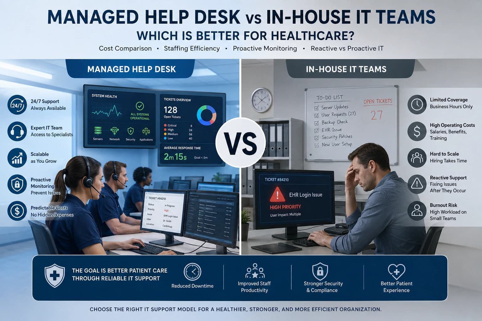 Managed Help Desk vs In-House IT Teams: Which Is Better for Healthcare?